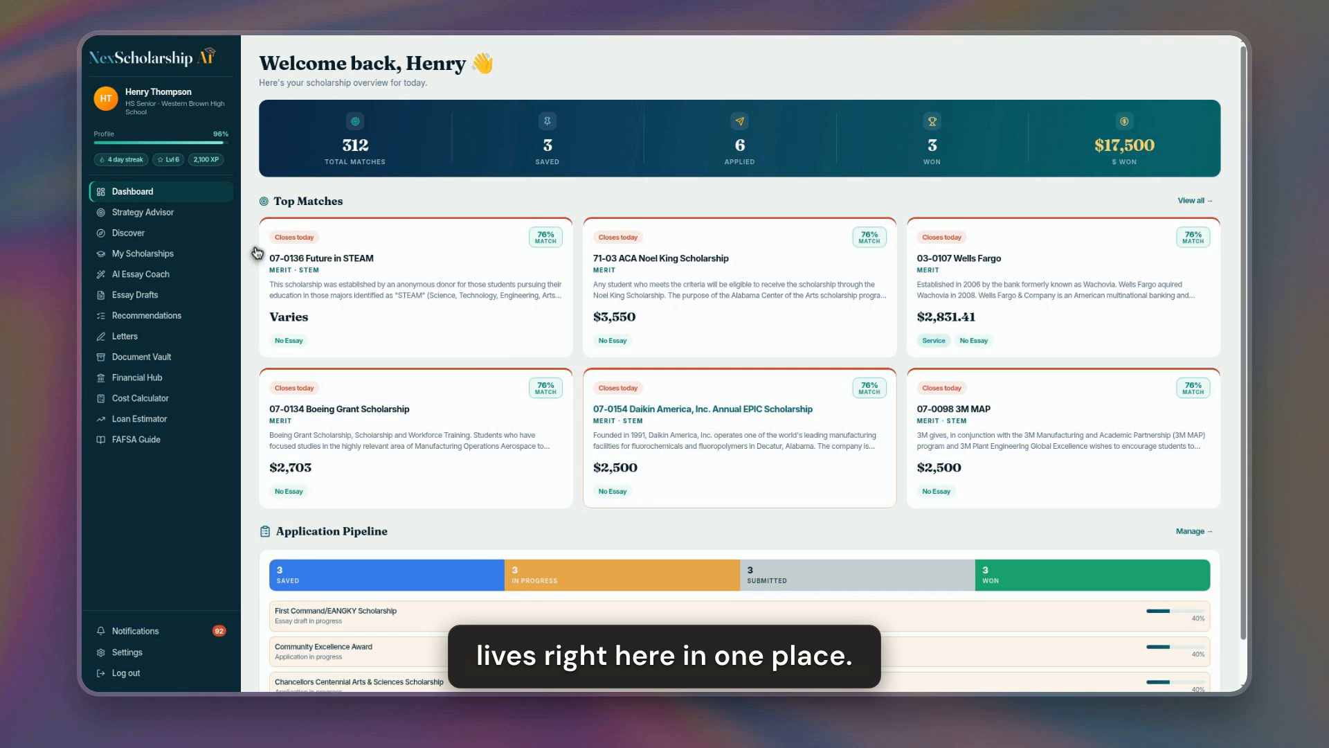 NexScholarship Student Journey Demo