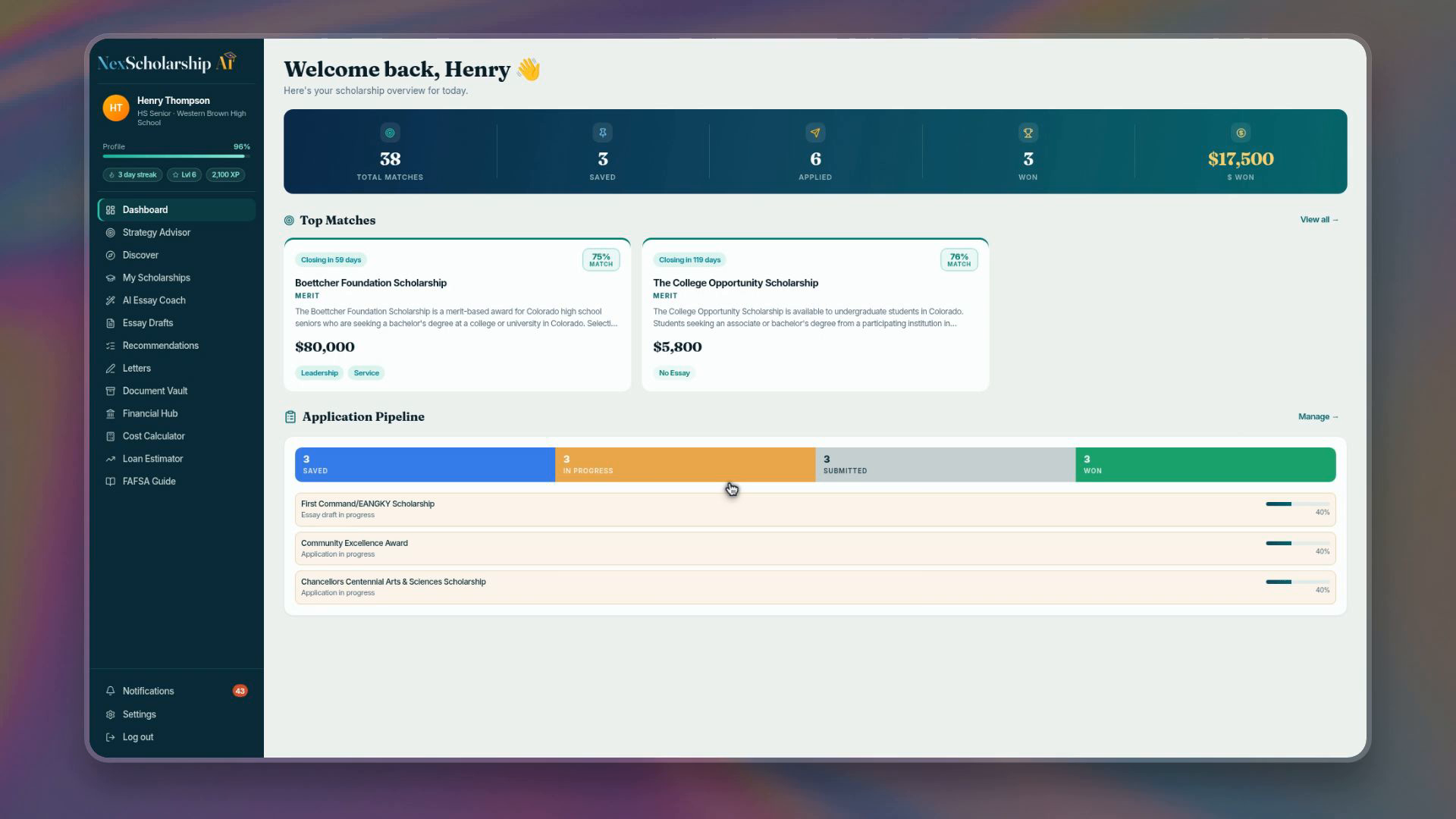 NexScholarship Student Journey Demo