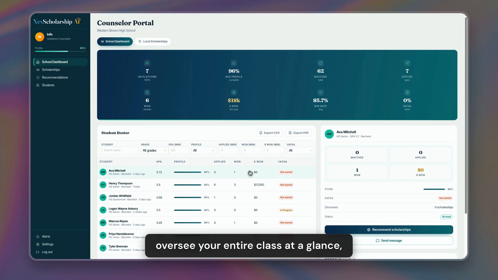 Counselor Caseload Management Demo